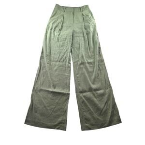 Veronica Beard Sz 6 Rimini High Waisted Pleated Linen Wide Leg Pants Washed Sage